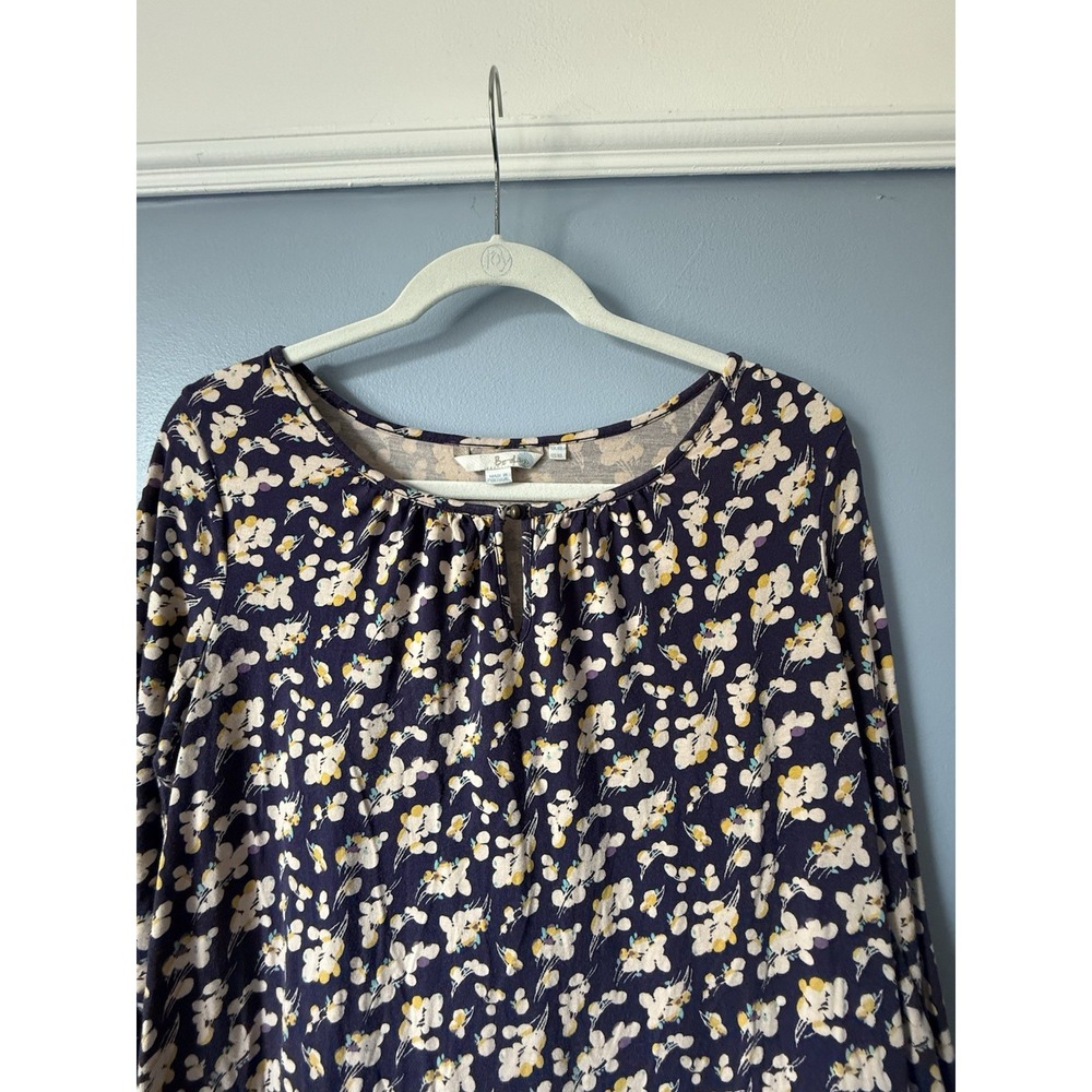 Boden Deep Purple Floral Dress Midi Ruffle Button Closure Size 10L 100% Viscose - Picture 5 of 8